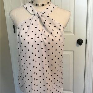 NEW YORK & CO Polka Dot Top with Tie NWOT